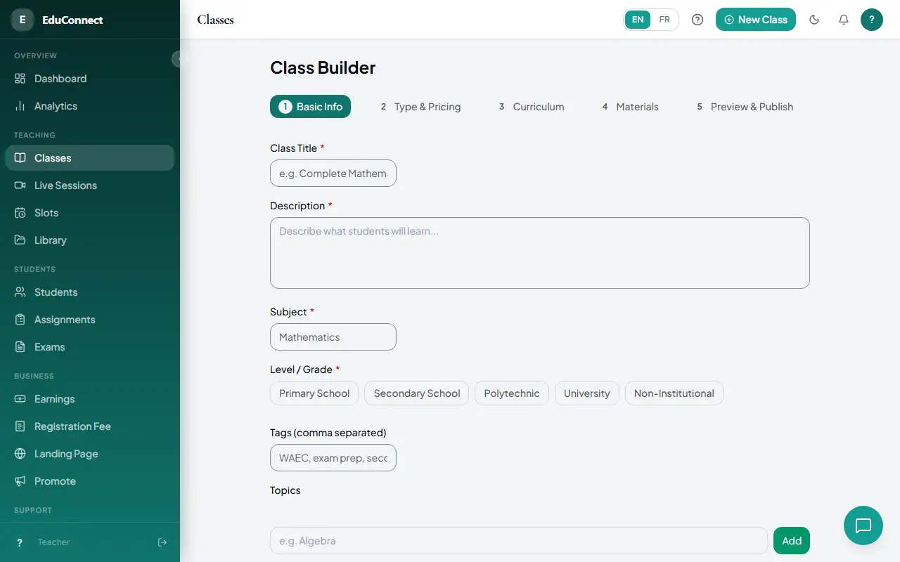 The class builder